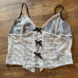 Sheer Lace Camisole with Black Accents